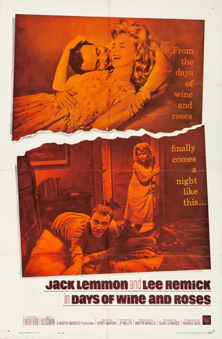 Görsel: "Copyright © 1962 by Warner Bros. Pictures Distributing Corporation." / Kamu malı Days of Wine and Roses afişi