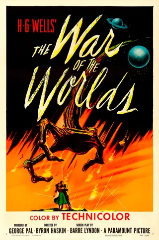Görsel: Illustrator unknown. "Copyright 1953 Paramount Pictures Corporation". / Kamu malı Dünyalar Savaşı afişi