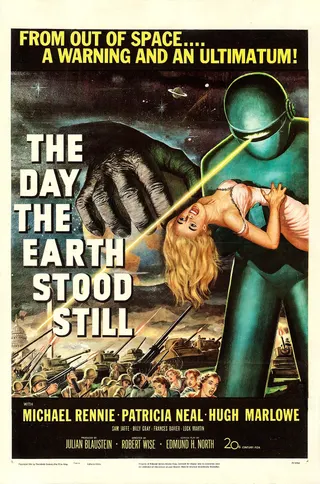 Görsel: "Copyright 1951 by Twentieth Century-Fox Film Corp." / Kamu malı Dünyanın Durduğu Gün afişi