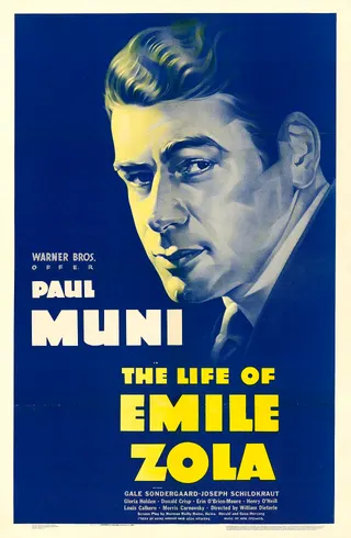 Görsel: The copyright notice reads: "Copyright Vitagraph Inc. All Rights Reserved. Copyright waived to magazines and newspapers." Vitagraph was, at that time, a subsidiary of Warner Bros." / Kamu malı Emile Zola'nın Hayatı afişi