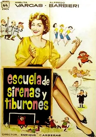 Escuela de sirenas y tiburones afişi