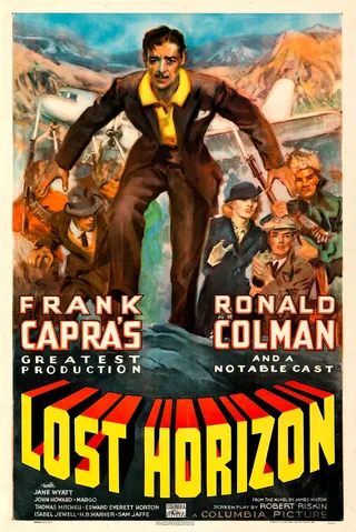 Görsel: Illustration by James Montgomery Flagg. "Copyrighted by Columbia Pictures Corp., New York, N. Y., 1937". / Kamu malı Lost Horizon afişi