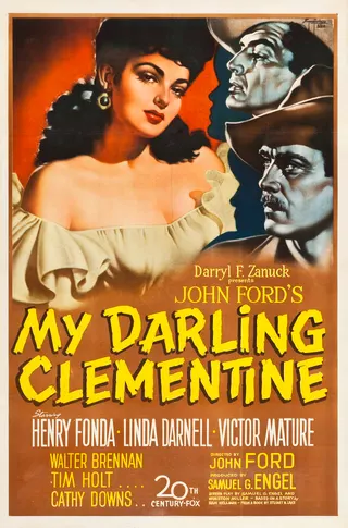 Görsel: The poster was illustrated and signed (in the top right corner) by Sergio Gargiulo. Although this particular scan does not include a copyright notice, others (e.g.) bear the following notice: "Copyrig / Kamu malı My Darling Clementine afişi