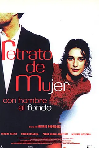 Retrato de mujer con hombre al fondo afişi