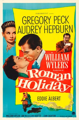 Görsel: Designer unknown. "Copyright 1953 by Paramount Pictures Inc." / Kamu malı Roma Tatili afişi