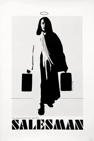 Görsel: Poster by Henry Wolf, whose signature can be seen on the right side next to Jesus's briefcase. / Kamu malı Salesman afişi