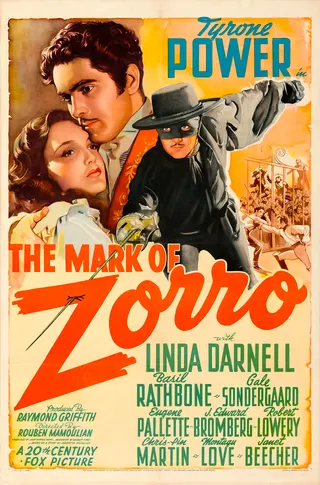 Görsel: "Copyright by Twentieth Century–Fox Film Corp. MCMXL" / Kamu malı The Mark of Zorro afişi