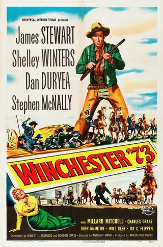 Görsel: Illustrated by Reynold Brown. "Copyright 1950 by Universal Pictures Co., Inc." / Kamu malı Winchester '73 afişi